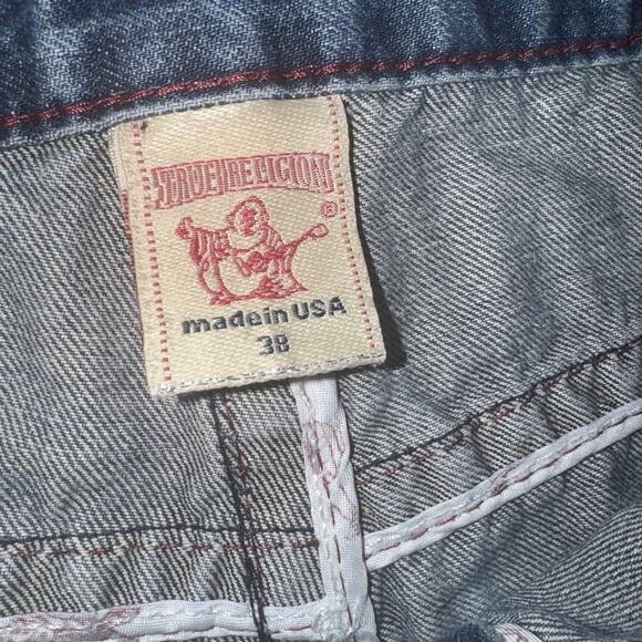 Vintage Mens Red Stitched Joey Super T True Religion Jeans Size 38x31 - Picture 7 of 8